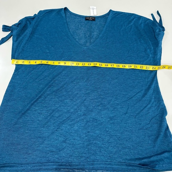 Lane Bryant Blue Tie Sleeves Relaxed Short Sleeve T-Shirt - Picture 7 of 7